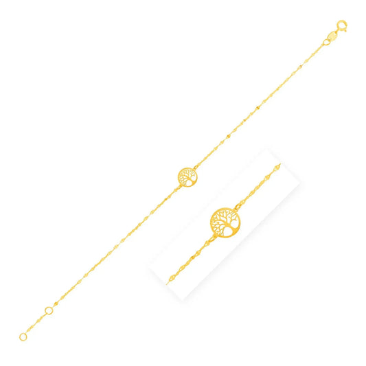 14K Yellow Gold Tree of Life Bracelet (1.20 mm) RCJ