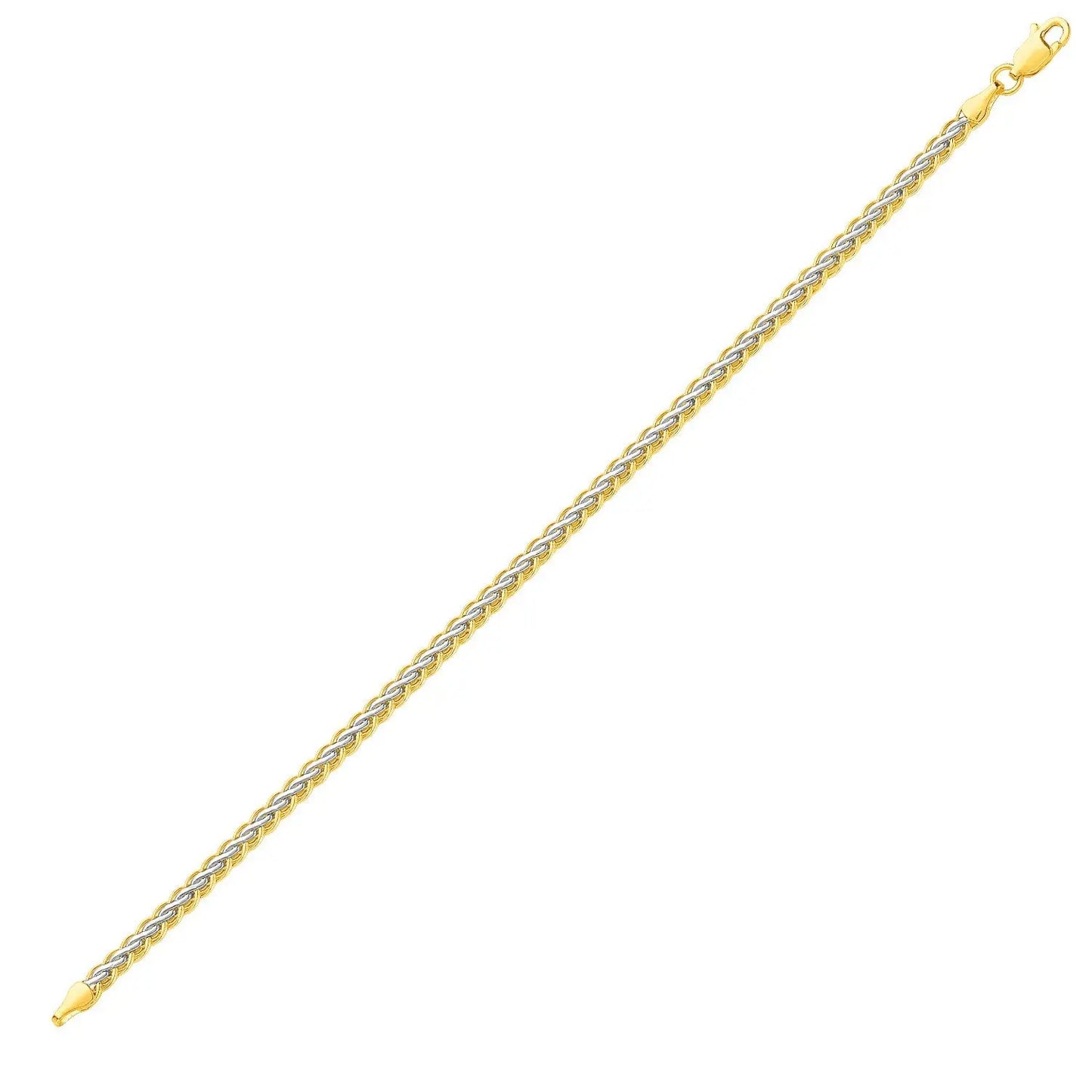 Two-Toned Fine Wheat Chain Bracelet in 10k Yellow and White Gold (3.00 mm) RCJ