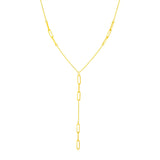 14K Yellow Gold Lariat Necklace with Paperclip Chain Stations RCJ