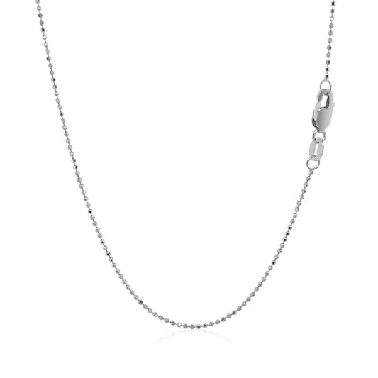 14k White Gold Diamond Cut Bead Chain (0.90 mm)Monde Trend