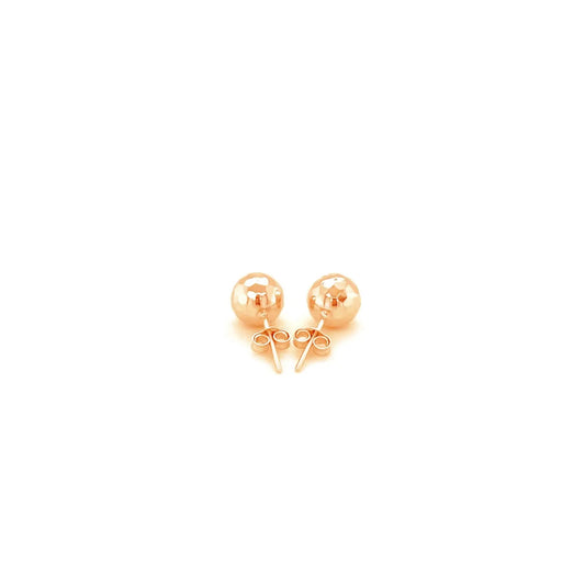 14k Rose Gold Ball Earrings with Faceted Texture(7mm)Monde Trend