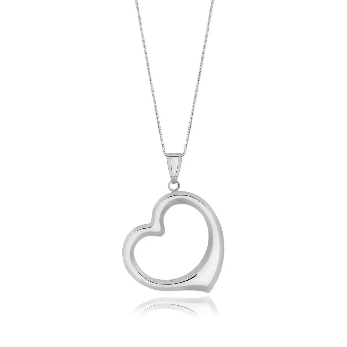 14k White Gold Floating Heart Drop PendantMonde Trend