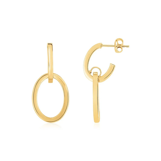 14K Yellow Gold Interlocking Drop Hoop Earrings RCJ