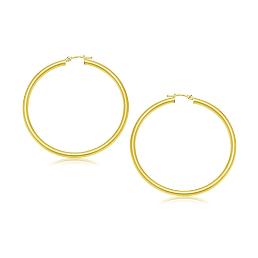 10k Yellow Gold Polished Hoop Earrings (3x30mm)Monde Trend