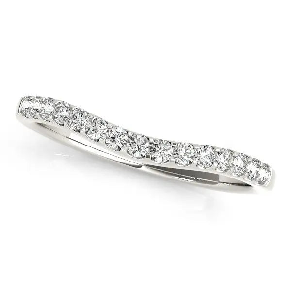 14k White Gold Round Pave Setting Curvy Diamond Wedding Band (1/4 cttw) RCJ