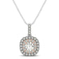 14k White And Rose Gold Cushion Shape Halo Diamond Pendant (1/2 cttw)Monde Trend