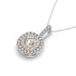 14k White And Rose Gold Cushion Shape Halo Diamond Pendant (1/2 cttw)Monde Trend