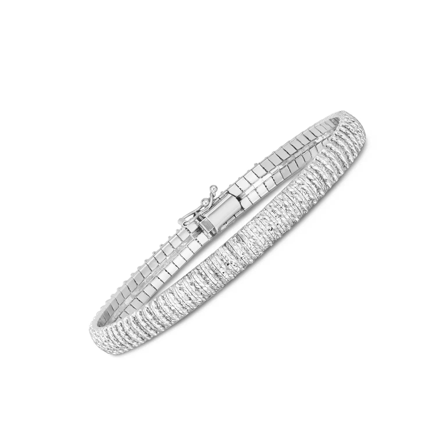 14k White Gold Diamante Flex Bracelet (5.80 mm)Monde Trend