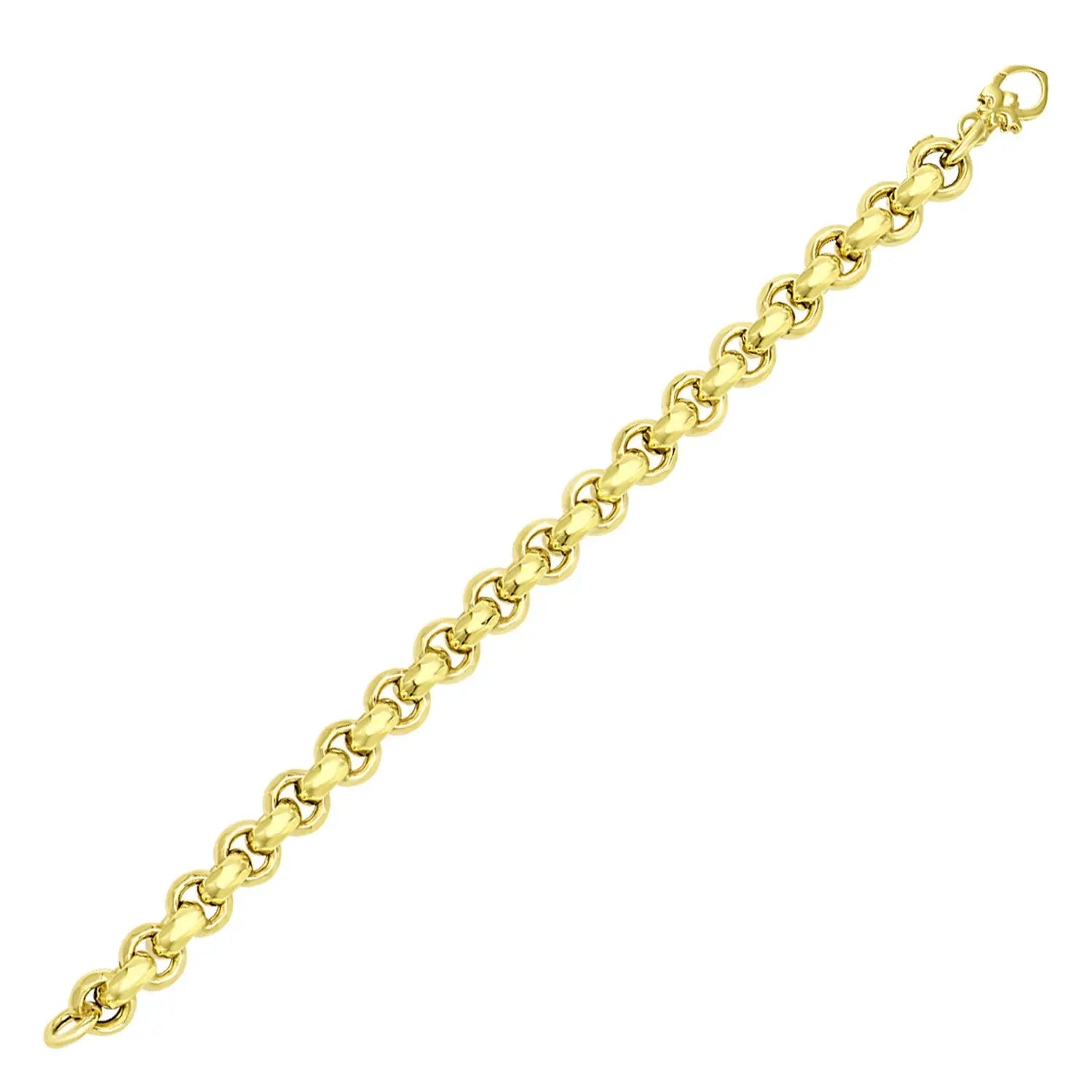 14k Yellow Gold Rolo Design Shiny Bracelet (9.75 mm) RCJ