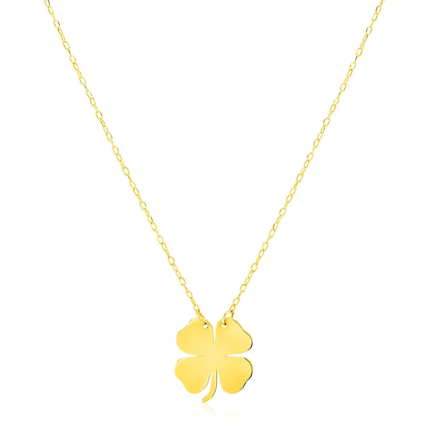 14K Yellow Gold Four Leaf Clover Necklace RCJ