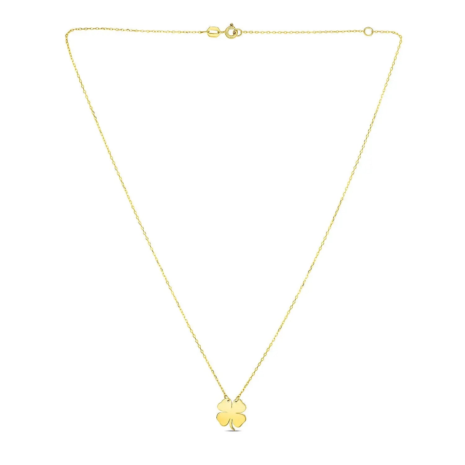 14K Yellow Gold Four Leaf Clover Necklace RCJ