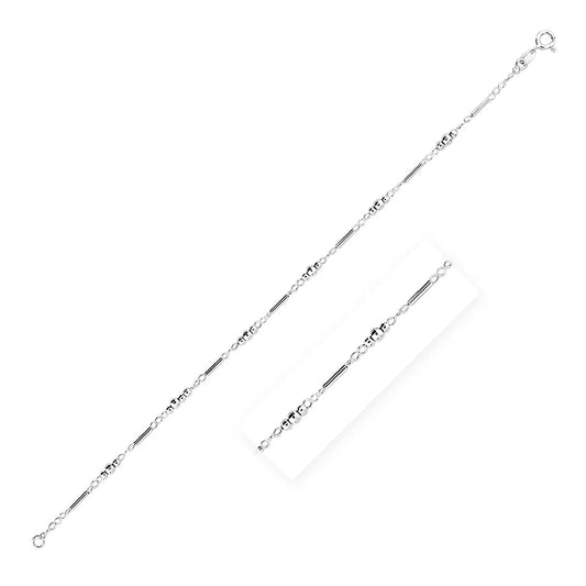 Sterling Silver Anklet with Polished Bars and Beads RCJ