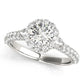 14k White Gold Halo Round Diamond Engagement Pave Band Ring (2 cttw)Monde Trend