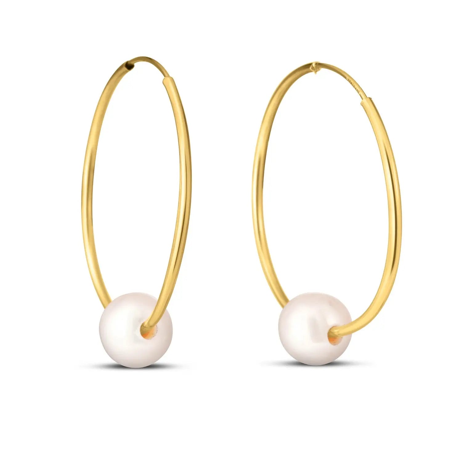 14k Yellow Gold Round Endless Pearl Earring(1x25mm) RCJ