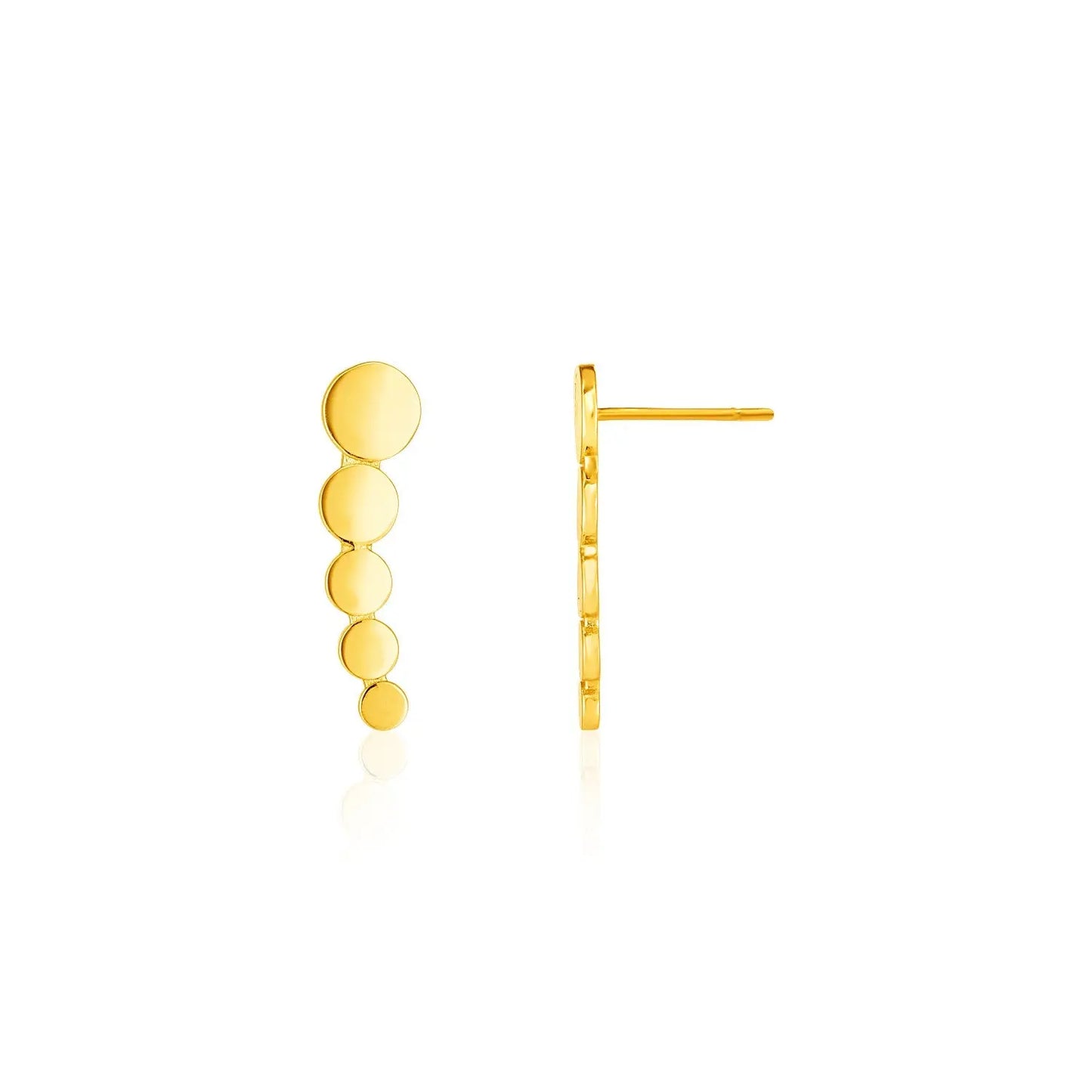 14k Yellow Gold Graduated Circles Climber Post Earrings RCJ