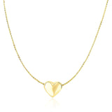 14k Yellow Gold Chain Necklace with Sliding Puffed Heart Charm RCJ