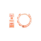 14K Rose Gold Square Motif Faceted Huggie EarringsMonde Trend