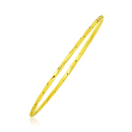 14k Yellow Gold Thin Twisted Shiny Bangle (2.50 mm) RCJ