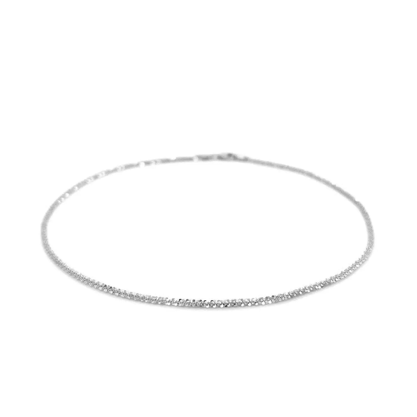 10k White Gold Sparkle Anklet 1.5mmMonde Trend