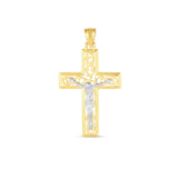 14k Two Tone Gold High Polish Diamond Cut Cross PendantMonde Trend