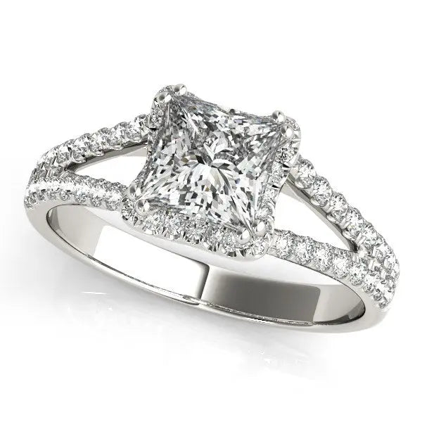 14k White Gold Princes Cut Halo Split Shank Diamond Engagement Ring (2 cttw) RCJ