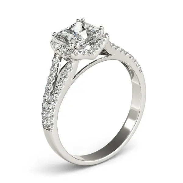 14k White Gold Princes Cut Halo Split Shank Diamond Engagement Ring (2 cttw) RCJ