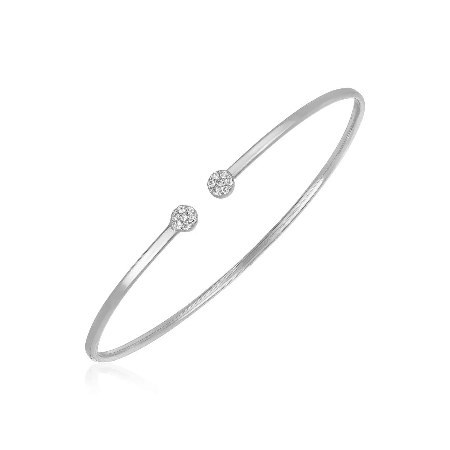 14k White Gold High Polish Diamond Cluster Bangle (2.00 mm)Monde Trend