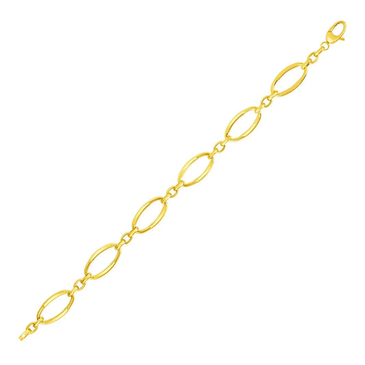 14k Yellow Gold Bracelet with Polished Oval Links (10.00 mm) RCJ