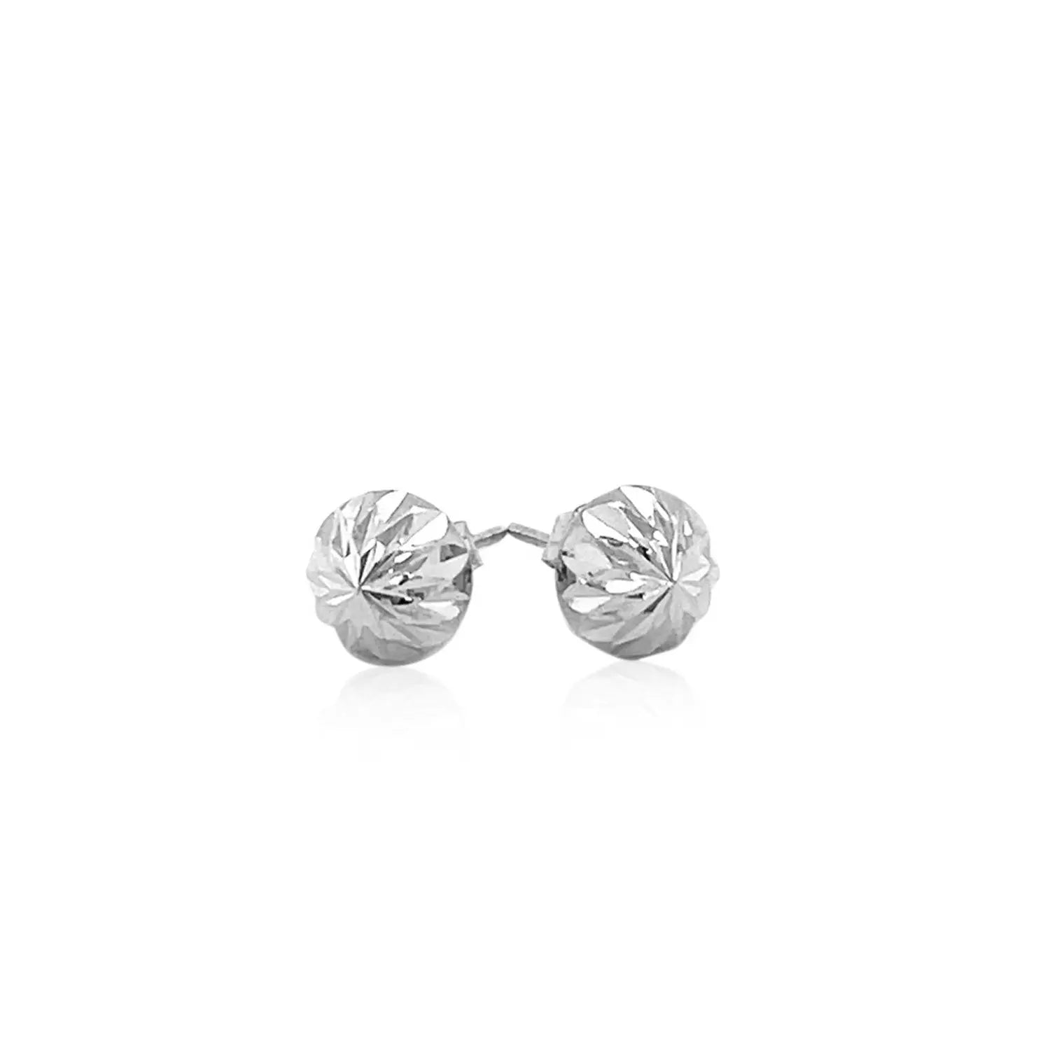 14k White Gold Textured Flat Style Stud Earrings(6mm) RCJ