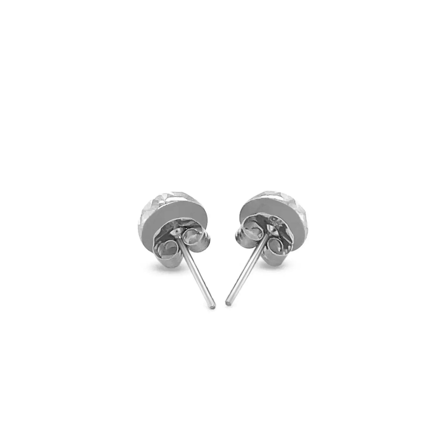 14k White Gold Textured Flat Style Stud Earrings(6mm) RCJ