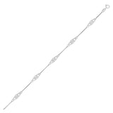 14k White Gold Anklet with Fancy Diamond Shape Filigree StationsMonde Trend