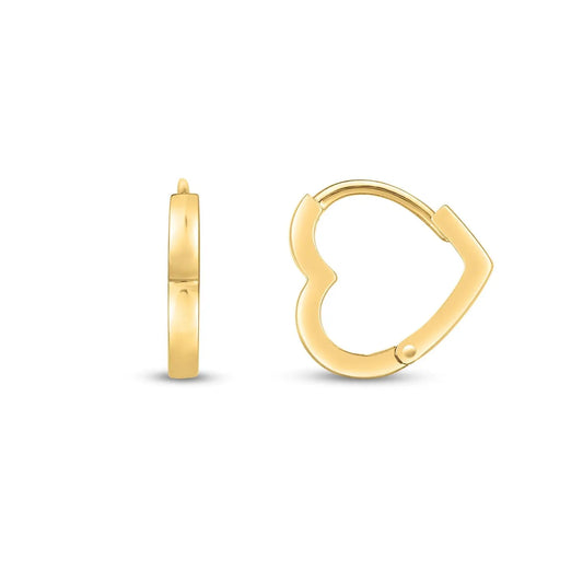 14k Yellow Gold Heart Huggie Hoops RCJ