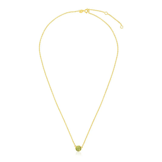 14k Yellow Gold 17 inch Necklace with Round Peridot RCJ