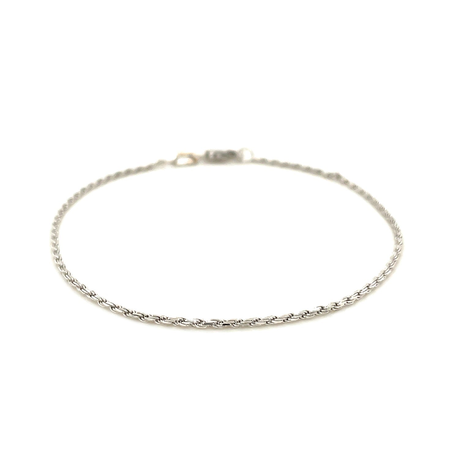 2.0mm 14k White Gold Diamond Cut Rope Anklet RCJ