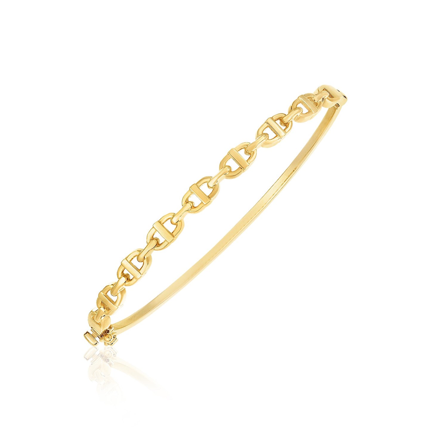 14k Yellow Gold High Polish Puffed Mariner Link Bangle (4.60 mm) RCJ