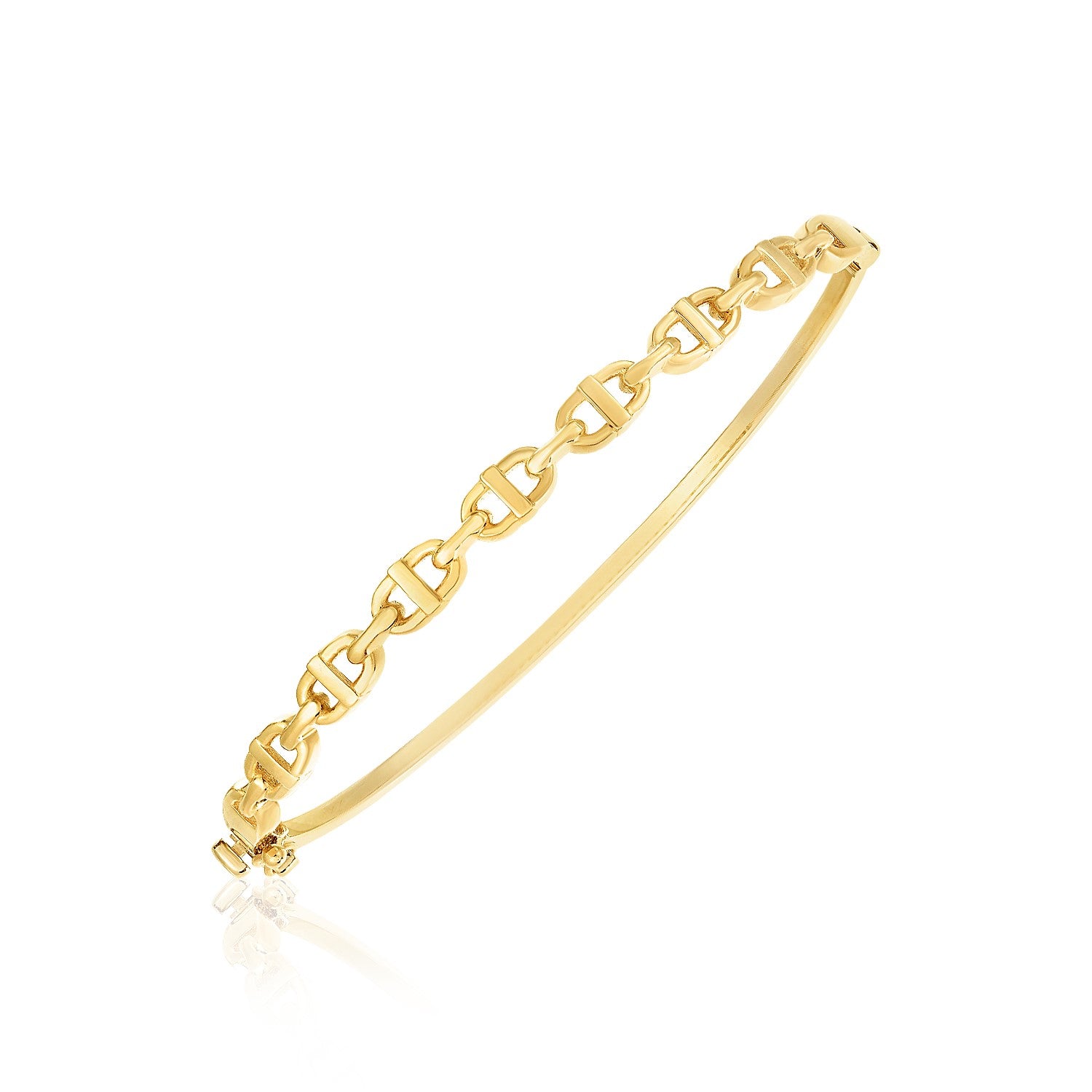 14k Yellow Gold High Polish Puffed Mariner Link Bangle (4.60 mm) RCJ