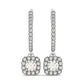 Cushion Shape Halo Style Diamond Drop Earrings in 14k White Gold (1/2 cttw) RCJ