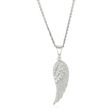 Sterling Silver with Large Textured Angel Wing Pendant RCJ