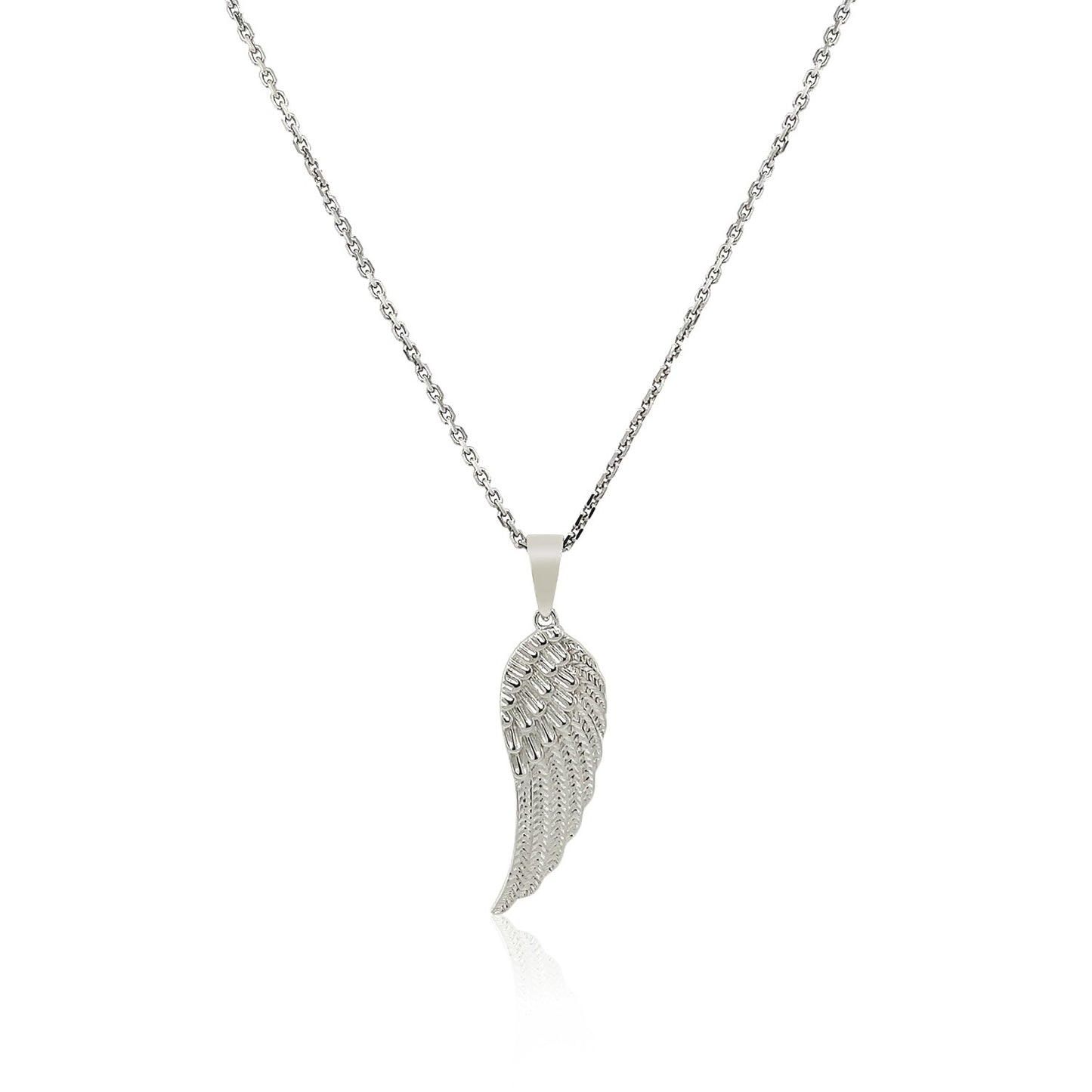 Sterling Silver with Large Textured Angel Wing Pendant RCJ