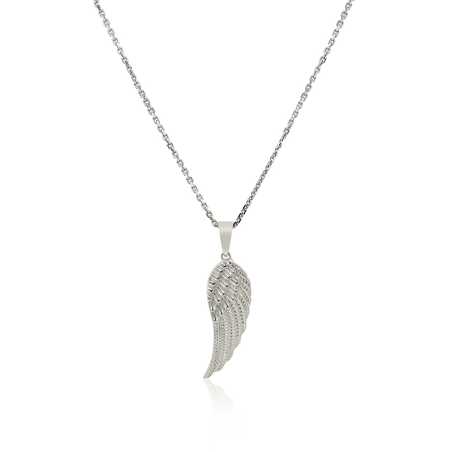 Sterling Silver with Large Textured Angel Wing Pendant RCJ