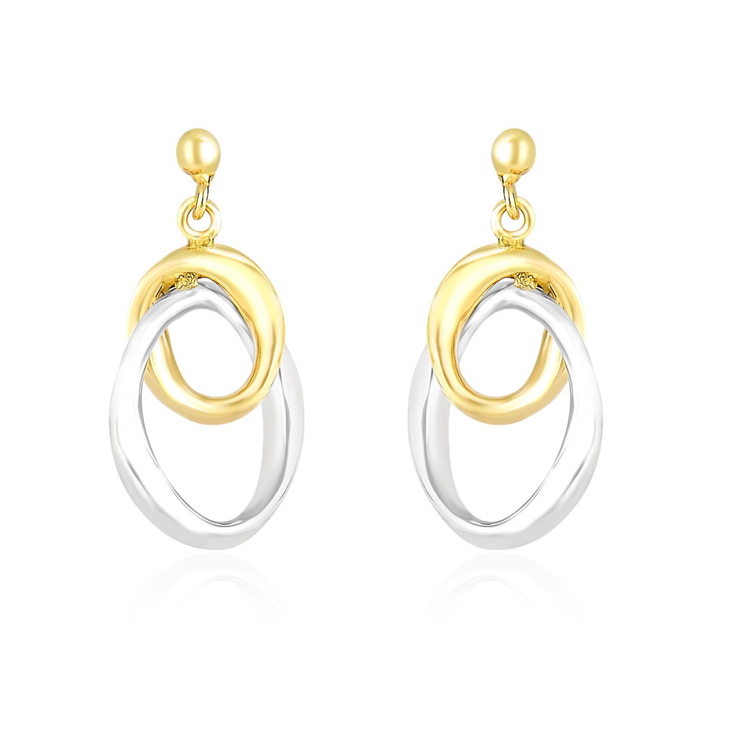 14k Two-Tone Gold Drop Earrings with Interlaced Oval SectionsMonde Trend