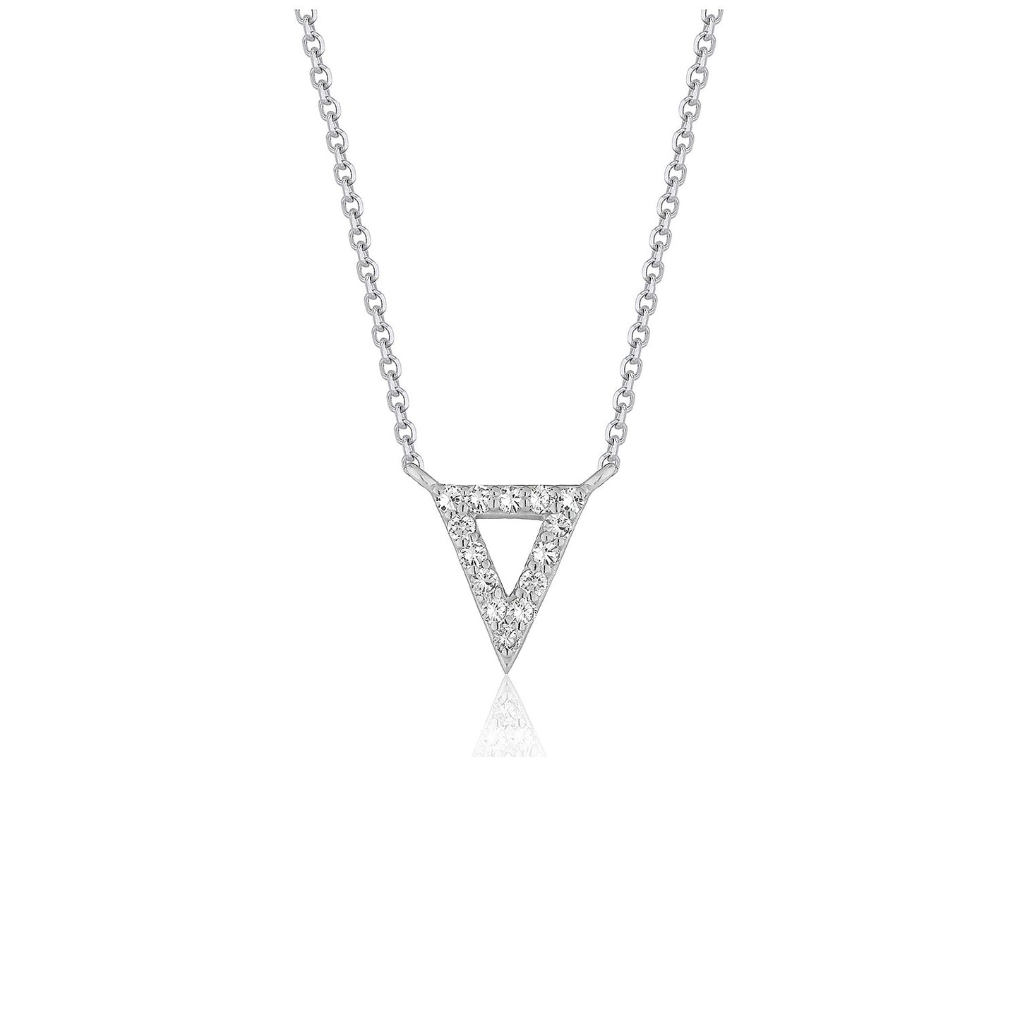 Diamond Inverted Triangle Pendant in 14k White Gold RCJ