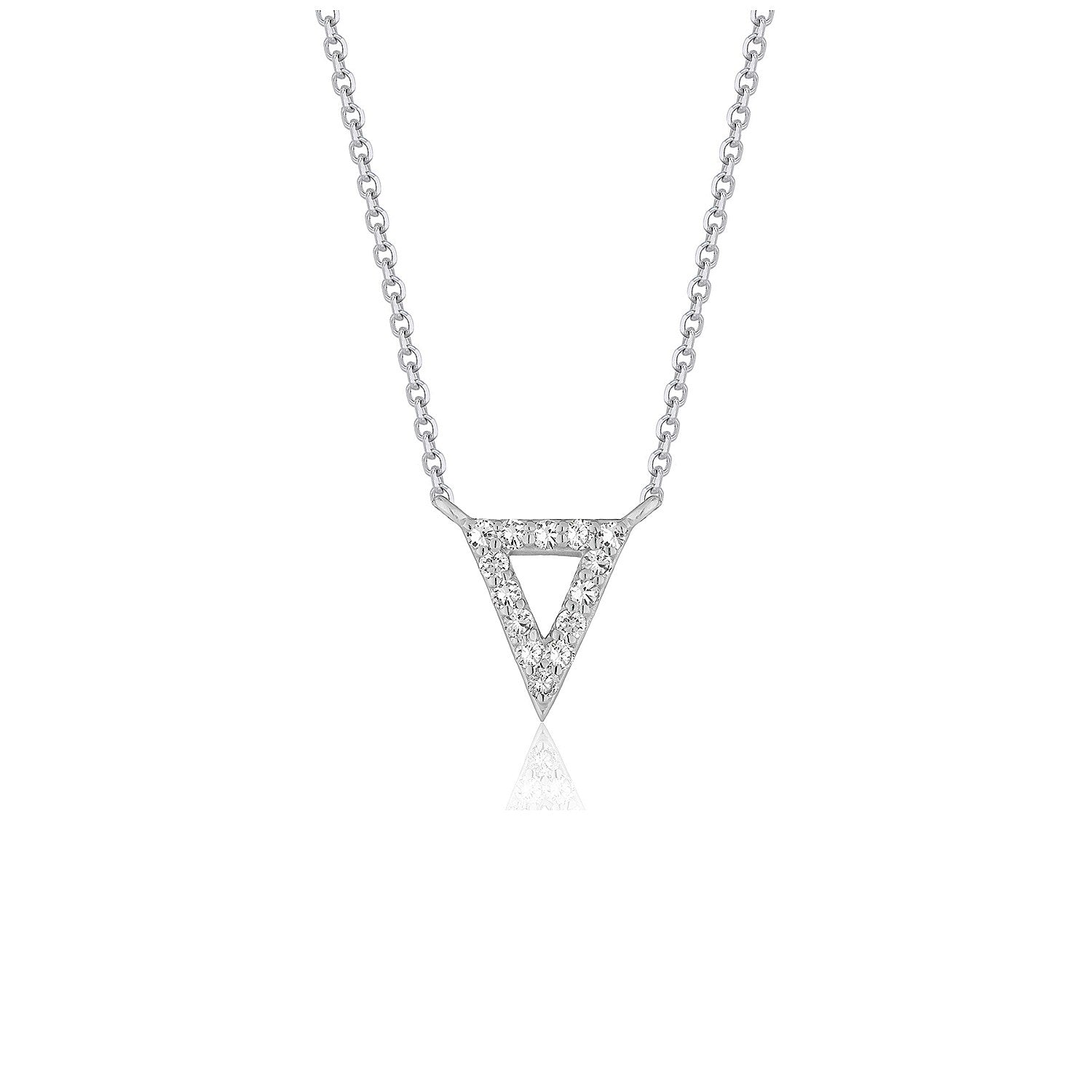 Diamond Inverted Triangle Pendant in 14k White Gold RCJ