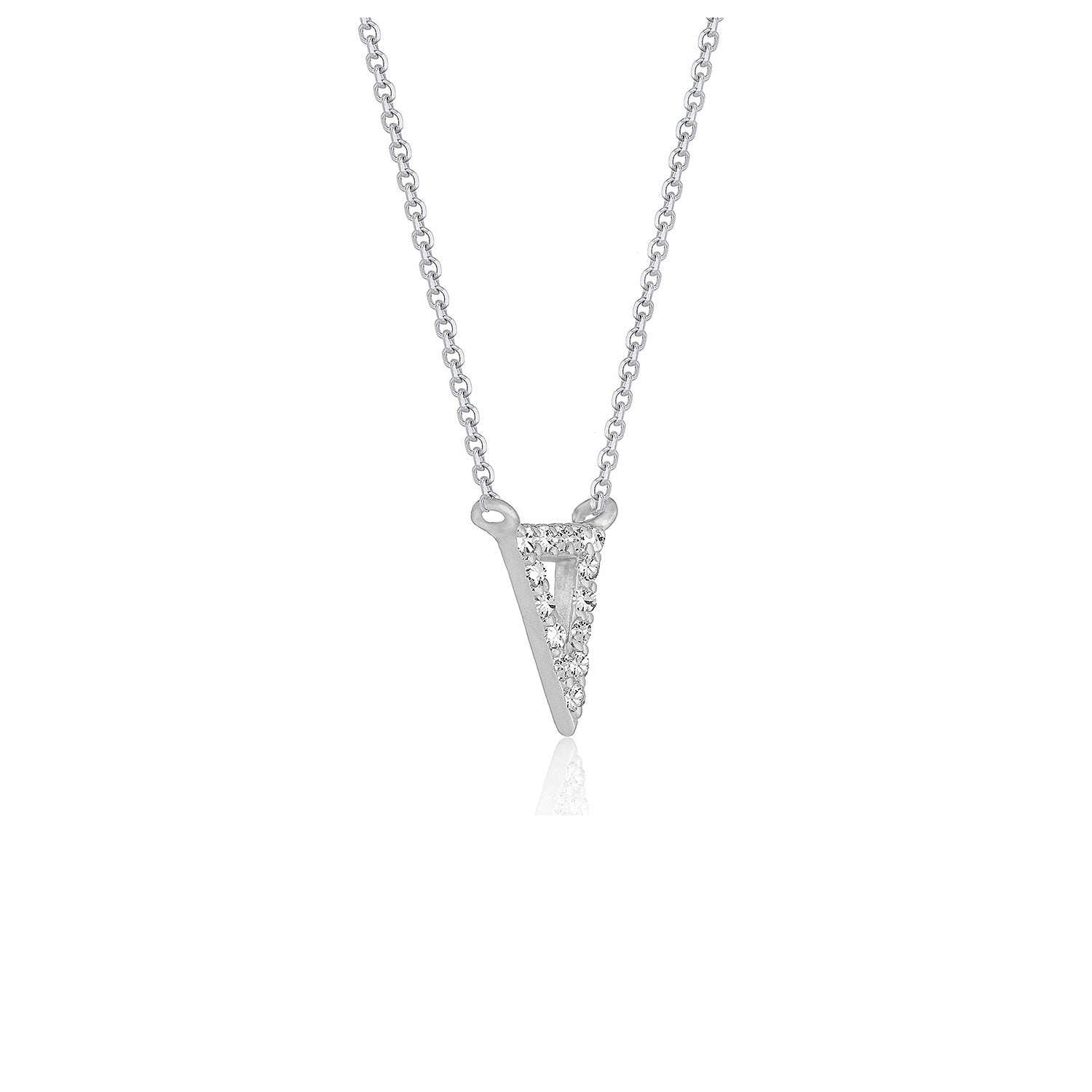 Diamond Inverted Triangle Pendant in 14k White Gold RCJ