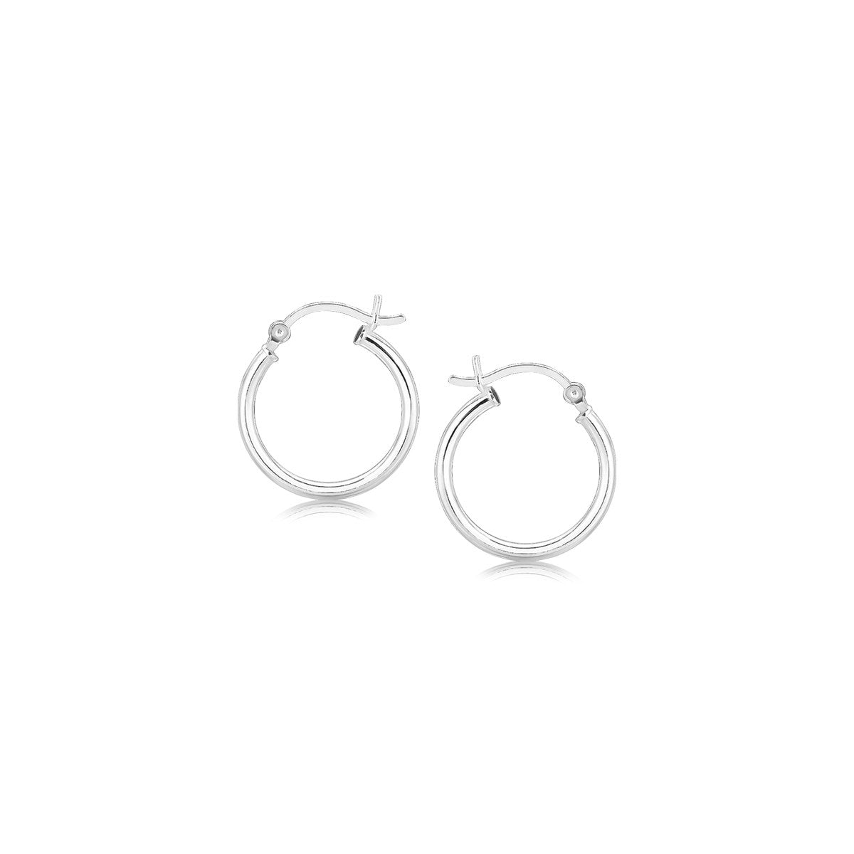 Polished Sterling Silver and Rhodium Plated Hoop Earrings (2x15mm) RCJ