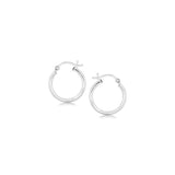 Polished Sterling Silver and Rhodium Plated Hoop Earrings (2x15mm) RCJ