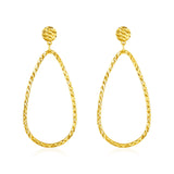 14k Yellow Gold Textured Teardrop Motif Post Earrings RCJ