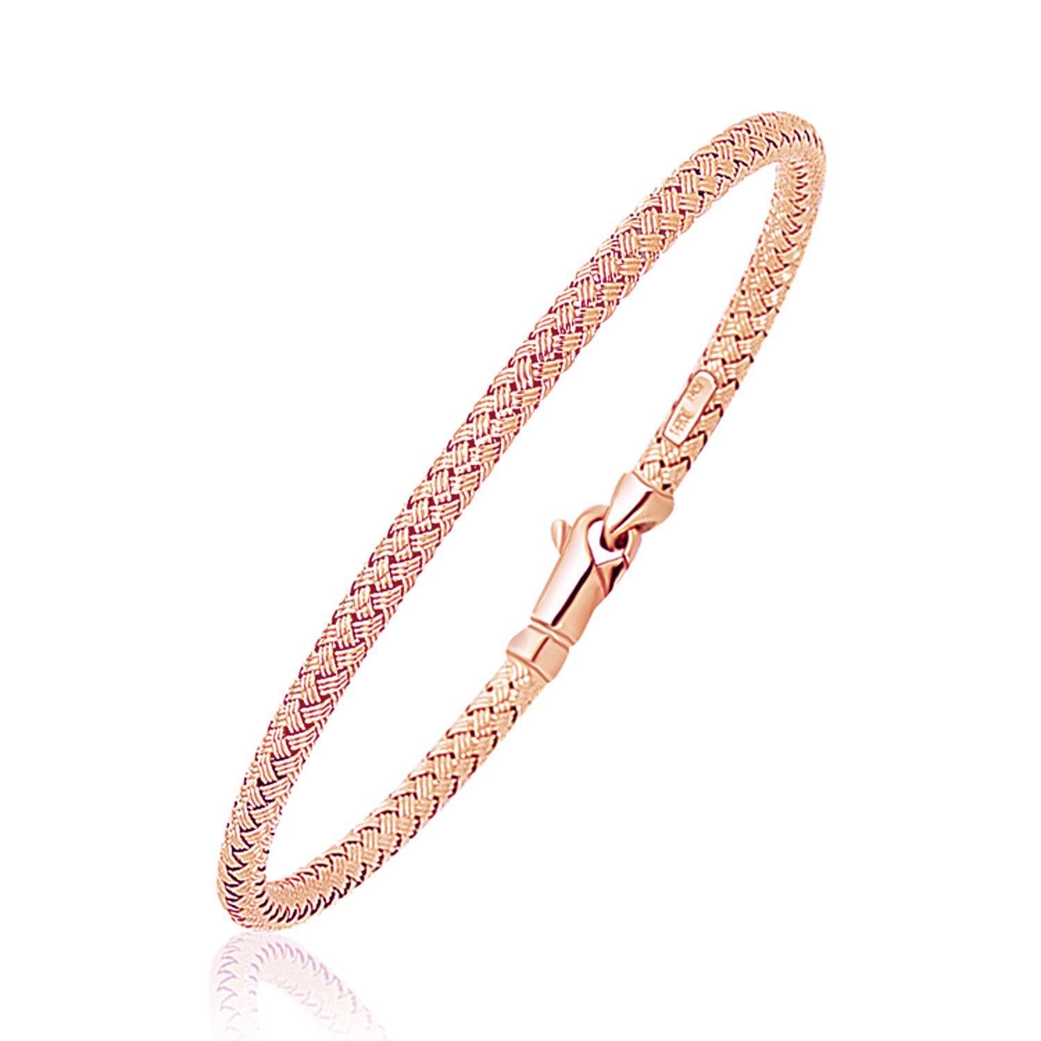 14k Rose Gold Fancy Weave Motif Bangle (3.40 mm)Monde Trend