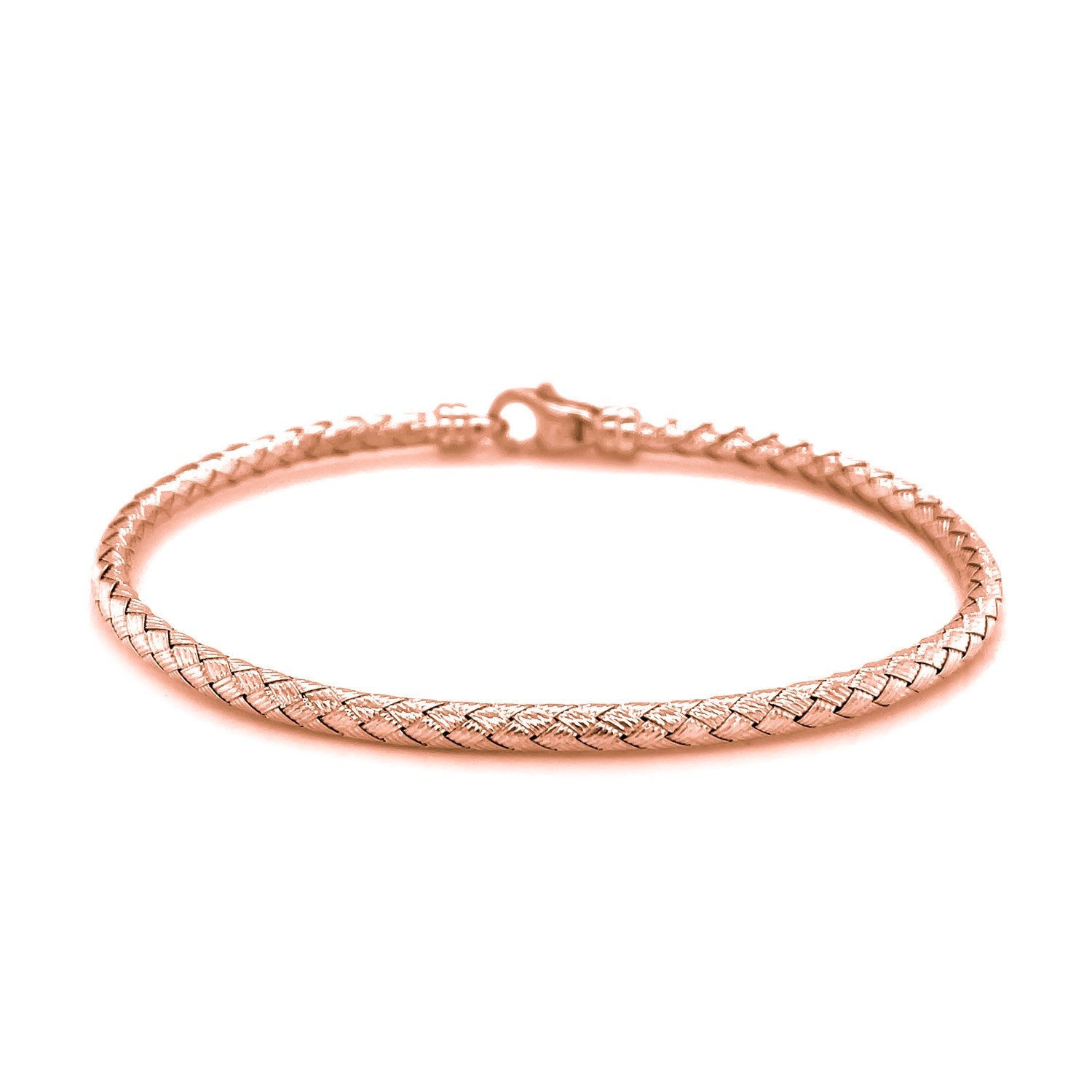 14k Rose Gold Fancy Weave Motif Bangle (3.40 mm)Monde Trend