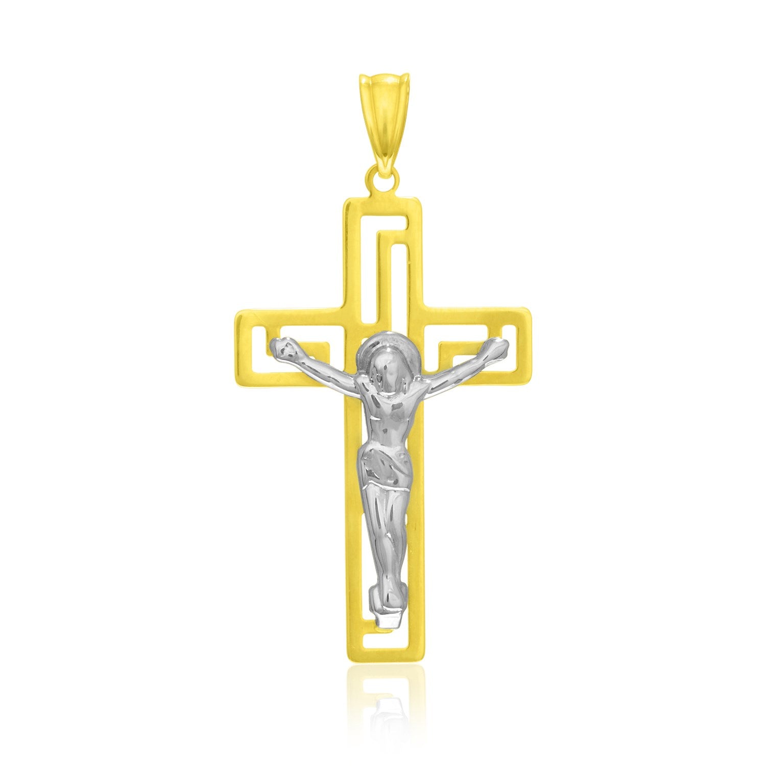 14k Two-Tone Gold Cross with Figure PendantMonde Trend